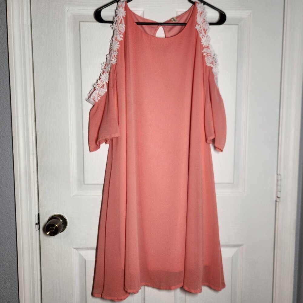Cold Shoulder Mini Dress with Lace Detail on Sleeve - Size XXL